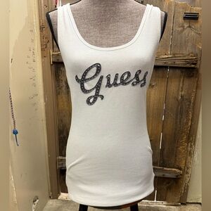 Guess White Tank Top with Classic Logo